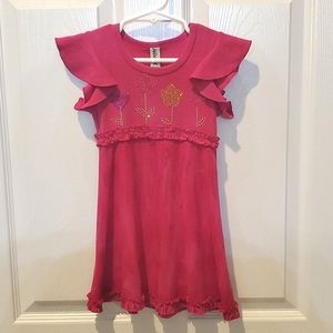 Mignone Pink Floral Design Top & Tie Dye Bottom Dress Toddler Girls Size 2T